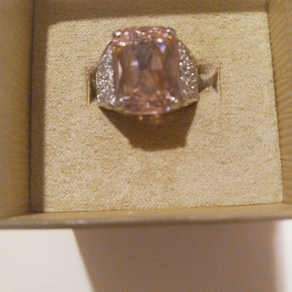 Heavy Silver Large Pink Tourmaline sz 6.5